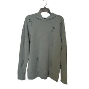 Topshop Distressed Green Sweatshirt Hoodie Size 8